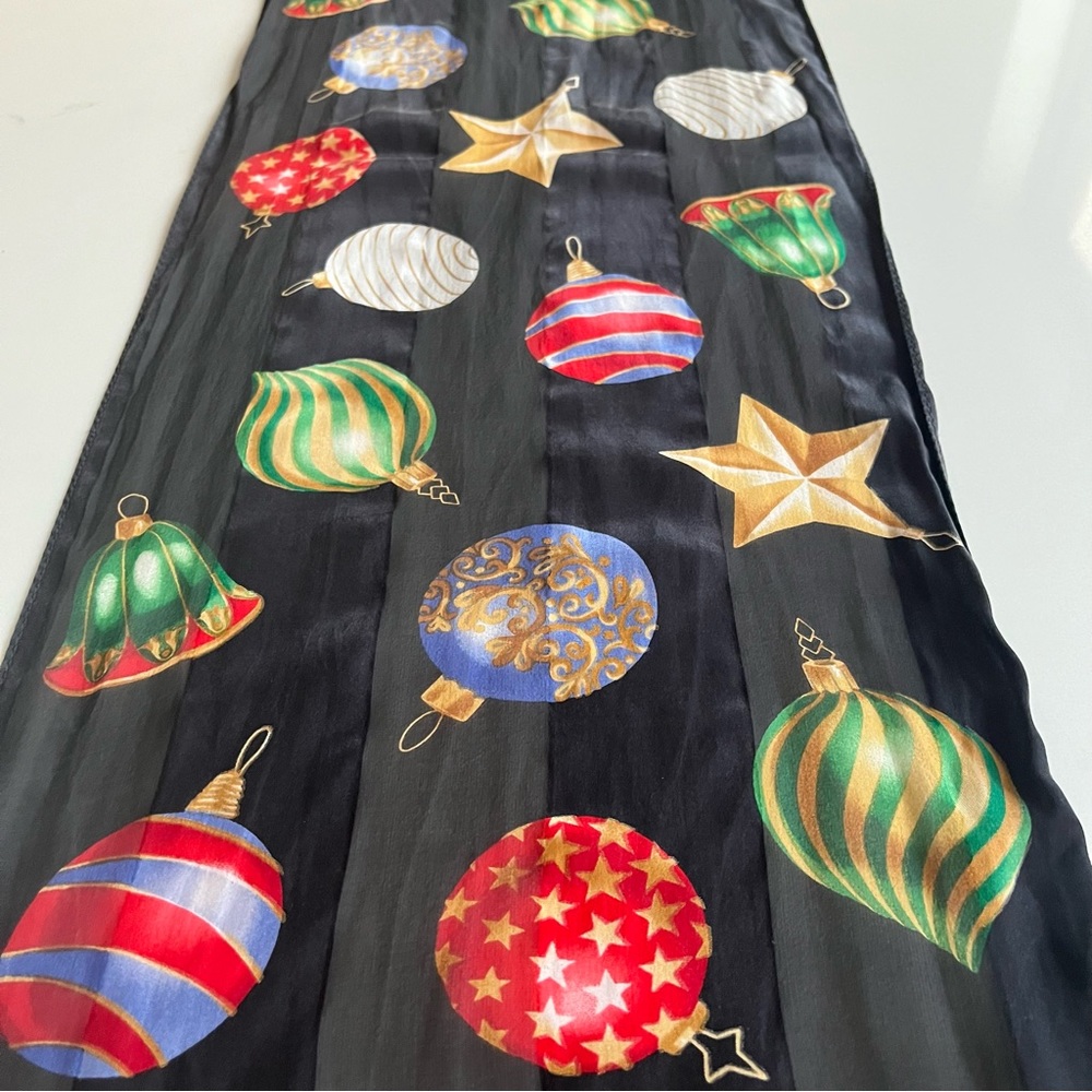 Echo Black Scarf with Colorful Ornaments
